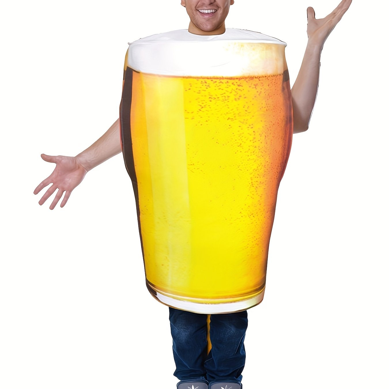 Delivery guaranteed-Order early-Halloween Beer Mug Costume - Adult Cosplay Costume with Beer Mug Design, Perfect for Halloween Parties & Beer Festivals, Sizes S-L, Beer Costume