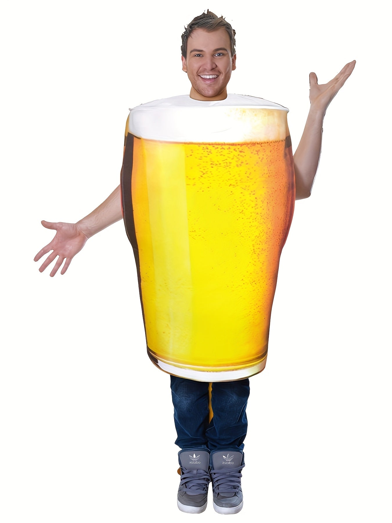 Delivery guaranteed-Order early-Halloween Beer Mug Costume - Adult Cosplay Costume with Beer Mug Design, Perfect for Halloween Parties & Beer Festivals, Sizes S-L, Beer Costume