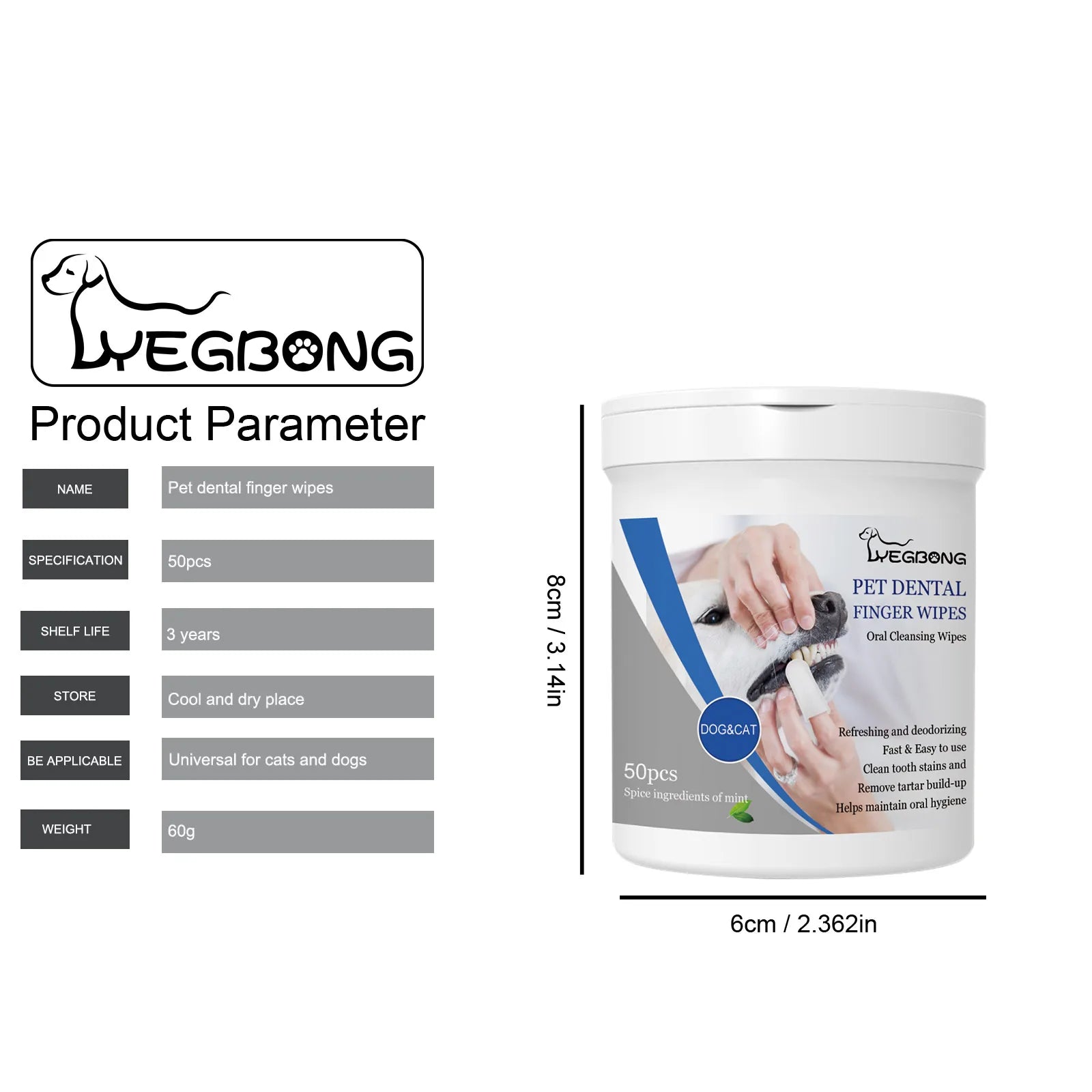 50pcs Pet Teeth Cleaning Finger Wipes - Quality - Cat - Dog Remove Mouth Bad Breath Tartar Tooth Yellow Care Pet Oral Cleanse Wipes