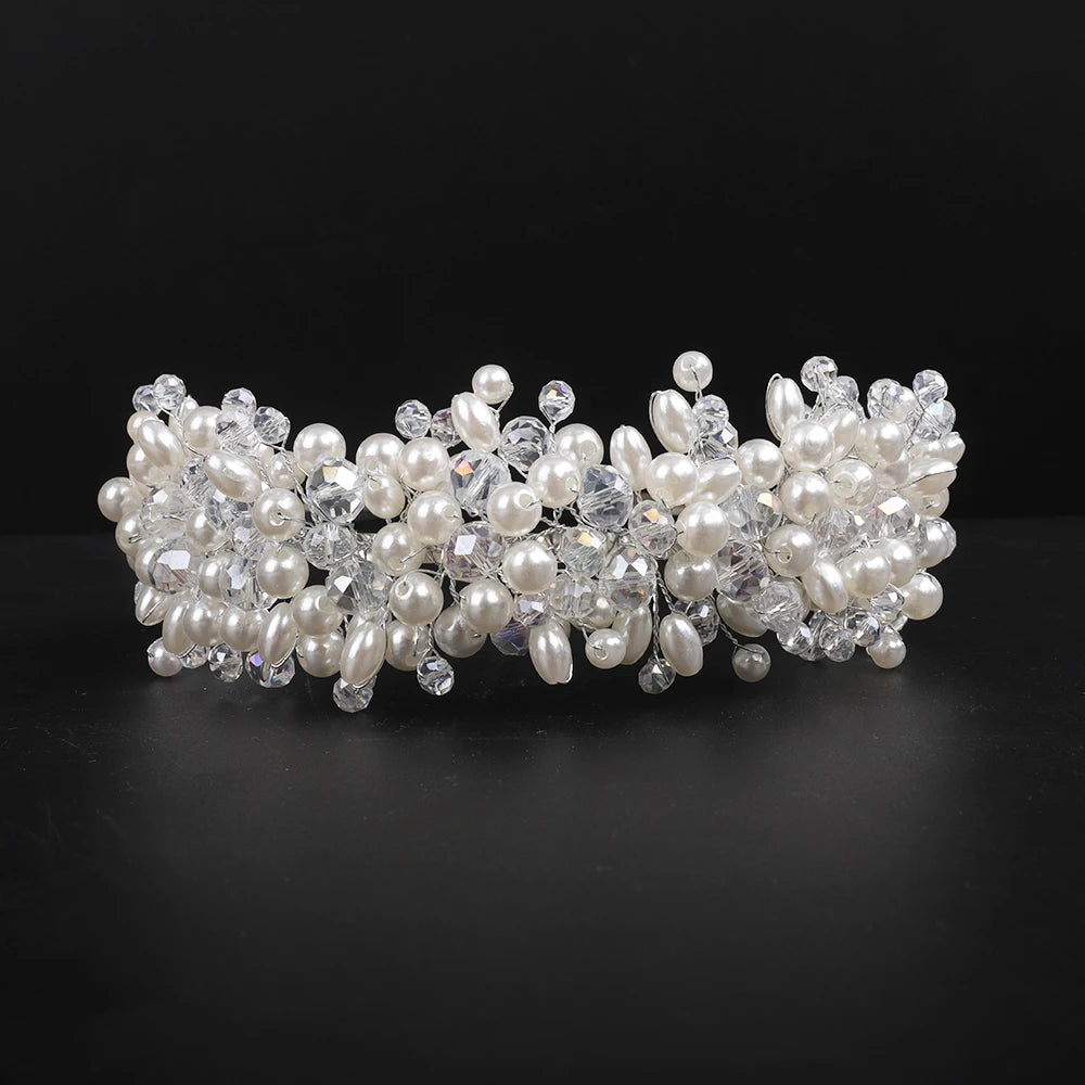 Bridal Tiara Headwear Pearl Crown Princess Wedding Bridal Hiar Hoop Crystal headband Wedding Hair Jewelry Bridal Accessories