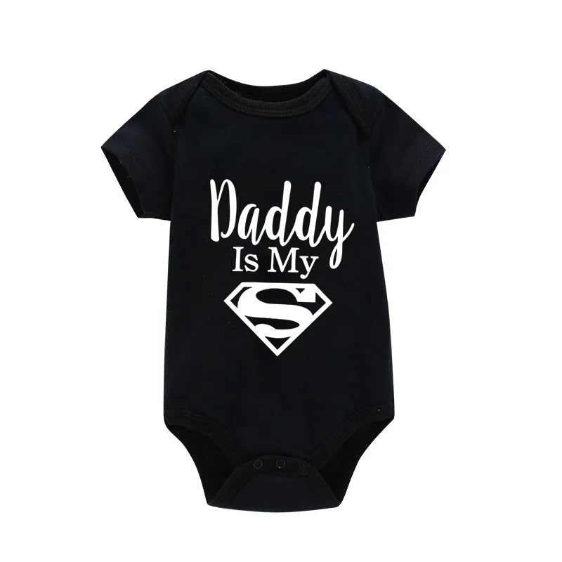 Baby Onesie - Newborn Baby Boys or Girls - Gold on Black - Daddy Is My Hero