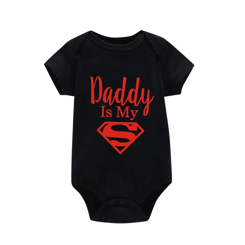 Baby Onesie - Newborn Baby Boys or Girls - Gold on Black - Daddy Is My Hero