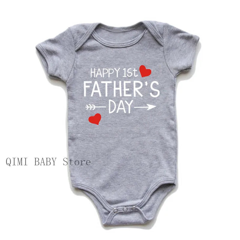 Funny Happy 1st Father's Day Newborn Baby Onesie - Cotton Summer