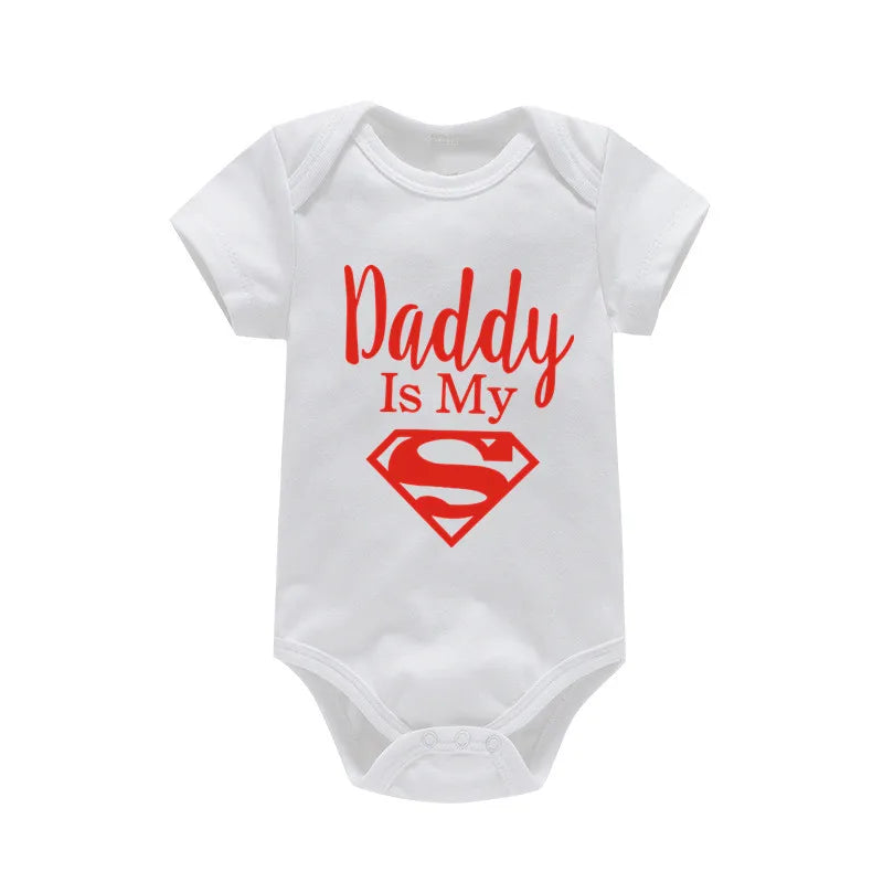 Baby Onesie - Newborn Baby Boys or Girls - Gold on Black - Daddy Is My Hero