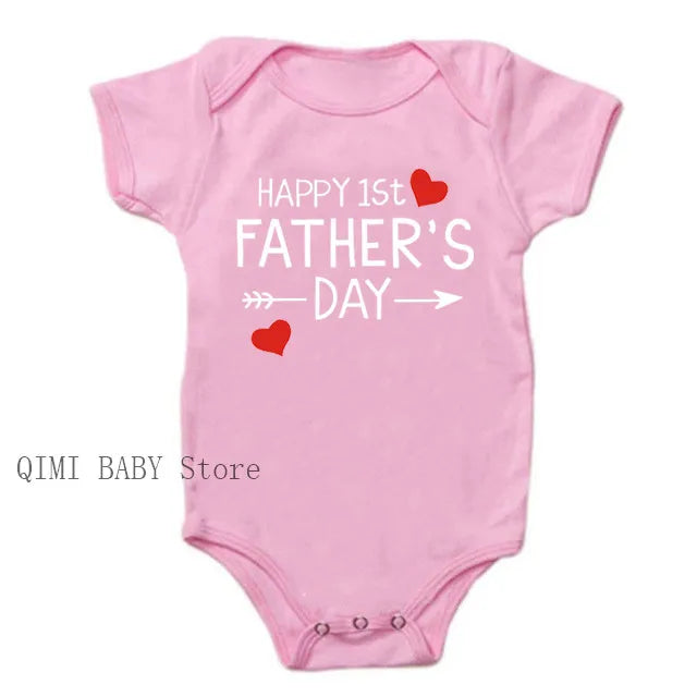 Funny Happy 1st Father's Day Newborn Baby Onesie - Cotton Summer