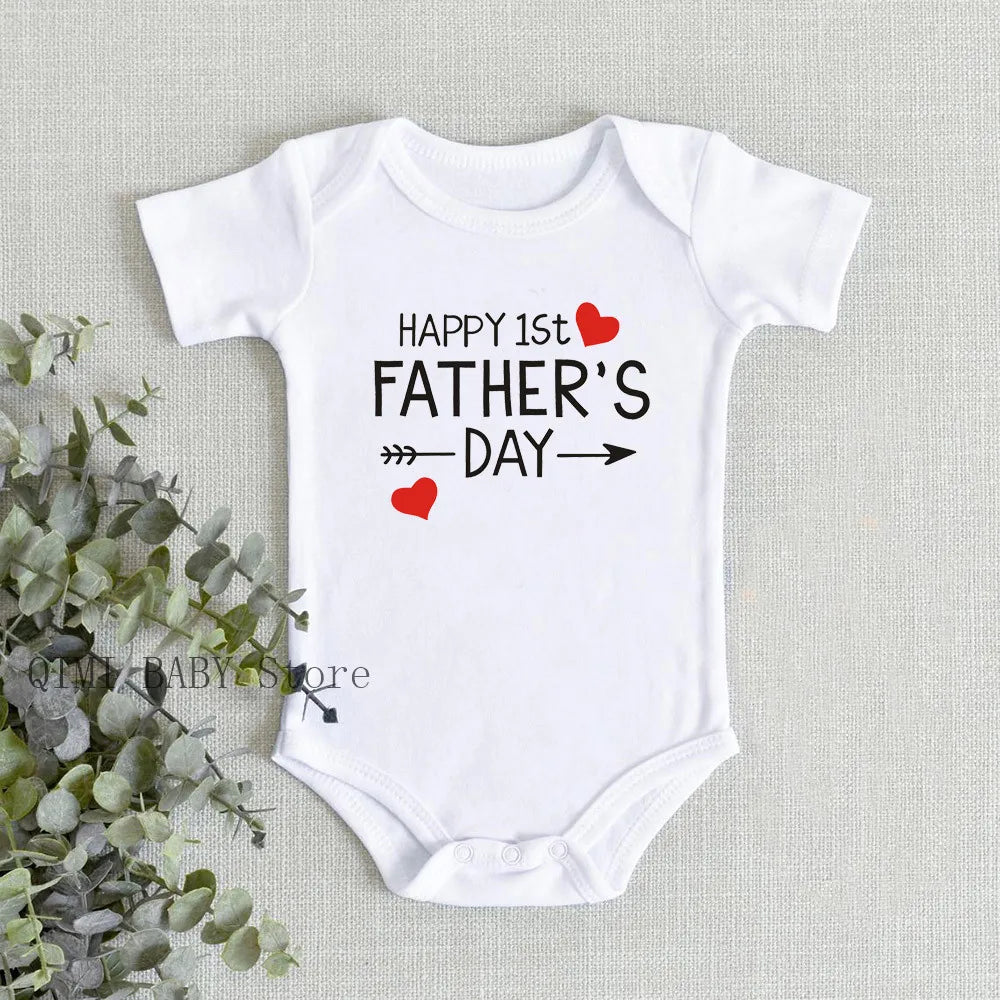 Funny Happy 1st Father's Day Newborn Baby Onesie - Cotton Summer