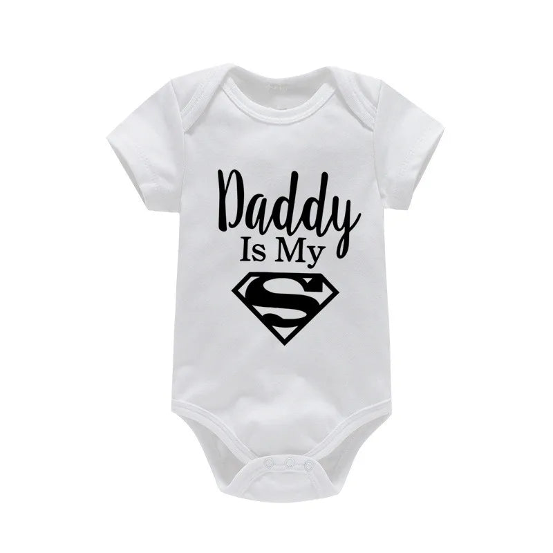 Baby Onesie - Newborn Baby Boys or Girls - Gold on Black - Daddy Is My Hero