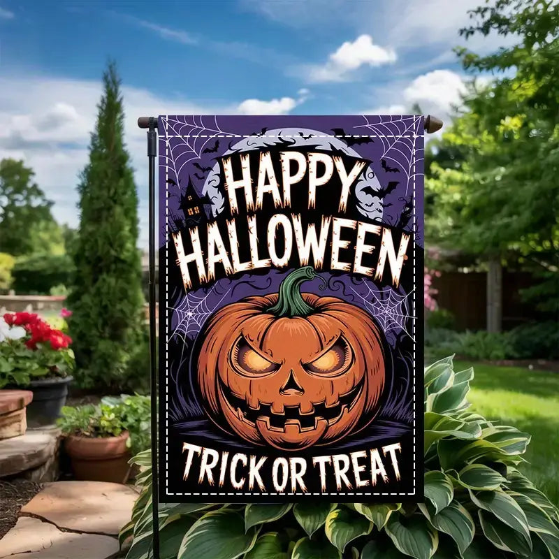 1pc Halloween Garden Flag - all are double sided - pick your choice - 12x18 Inch Yard Flag , No Electricity Needed, Flagpole Not Included