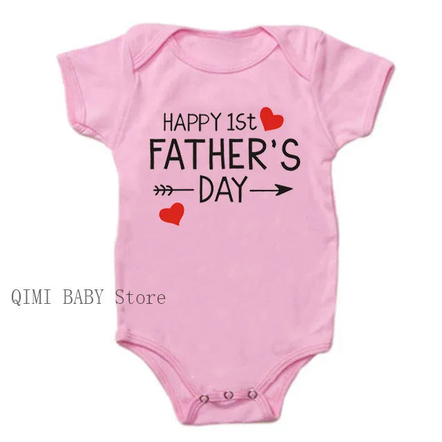 Funny Happy 1st Father's Day Newborn Baby Onesie - Cotton Summer