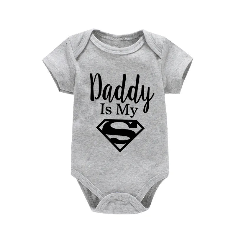 Baby Onesie - Newborn Baby Boys or Girls - Gold on Black - Daddy Is My Hero
