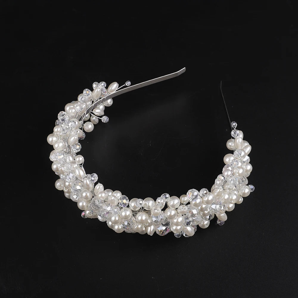 Bridal Tiara Headwear Pearl Crown Princess Wedding Bridal Hiar Hoop Crystal headband Wedding Hair Jewelry Bridal Accessories