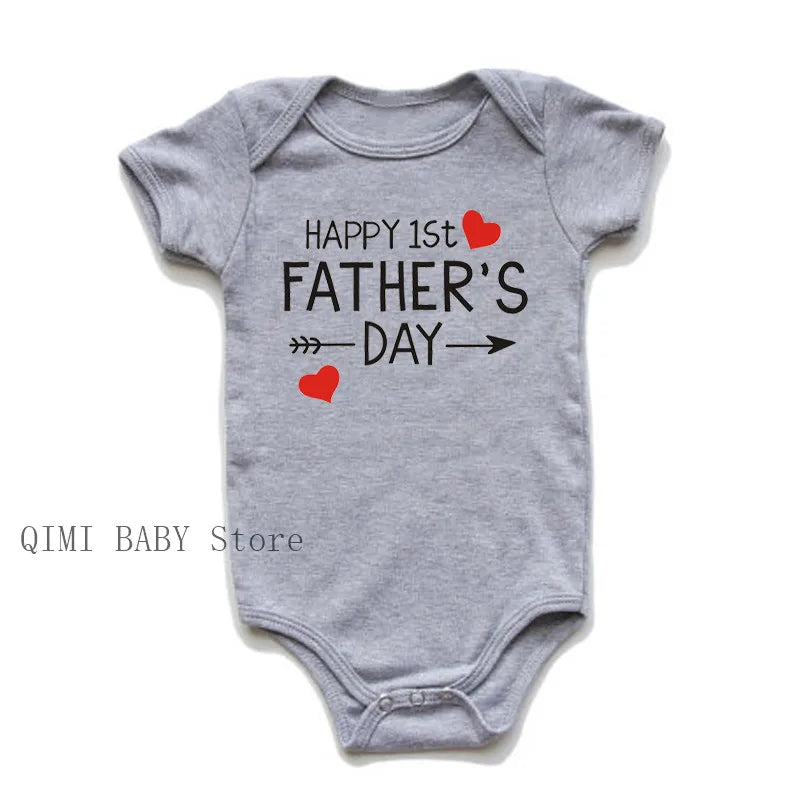 Funny Happy 1st Father's Day Newborn Baby Onesie - Cotton Summer