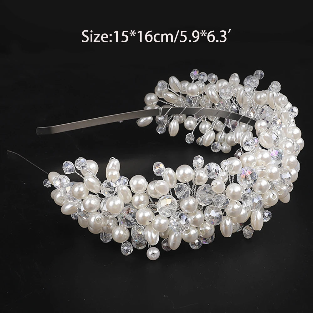 Bridal Tiara Headwear Pearl Crown Princess Wedding Bridal Hiar Hoop Crystal headband Wedding Hair Jewelry Bridal Accessories