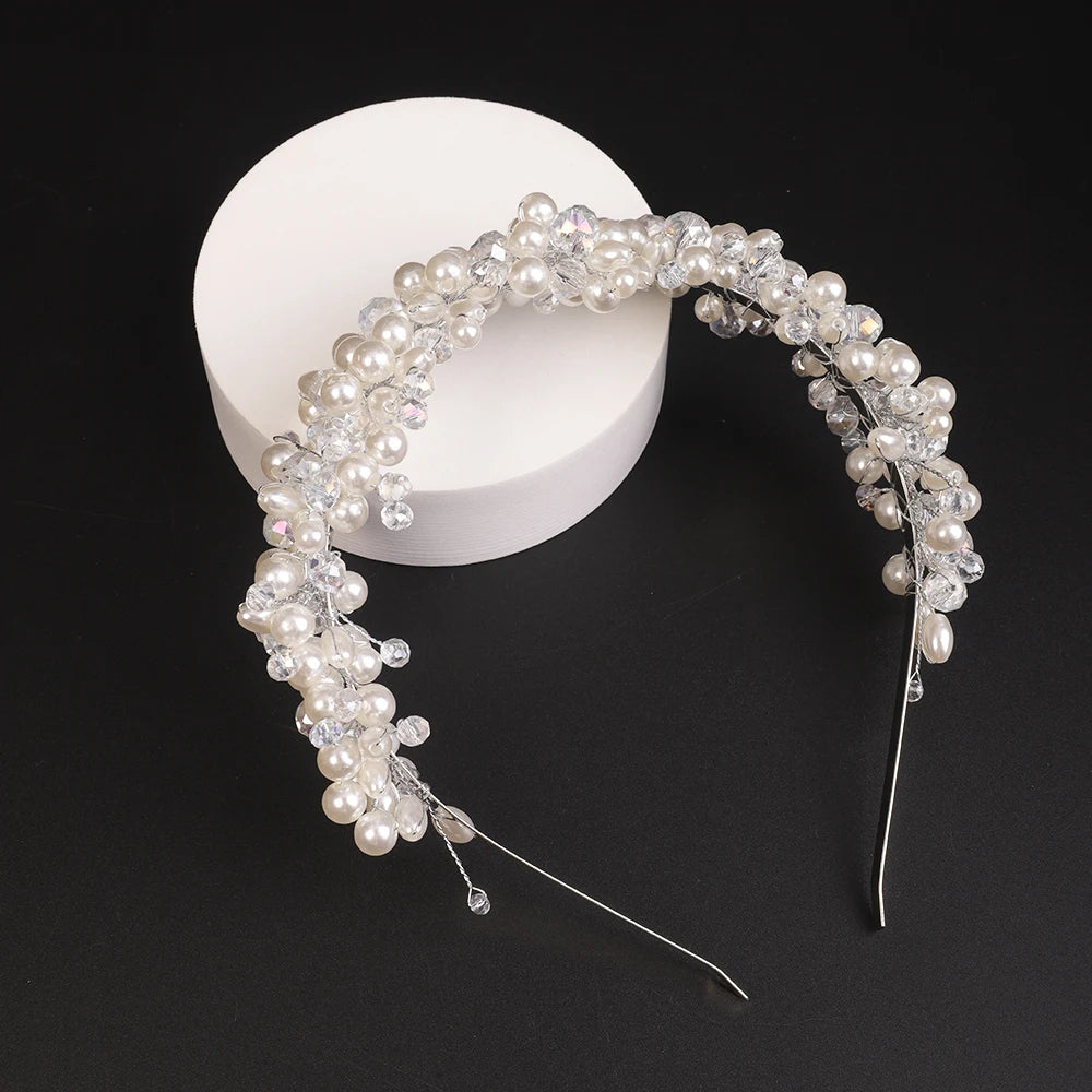 Bridal Tiara Headwear Pearl Crown Princess Wedding Bridal Hiar Hoop Crystal headband Wedding Hair Jewelry Bridal Accessories