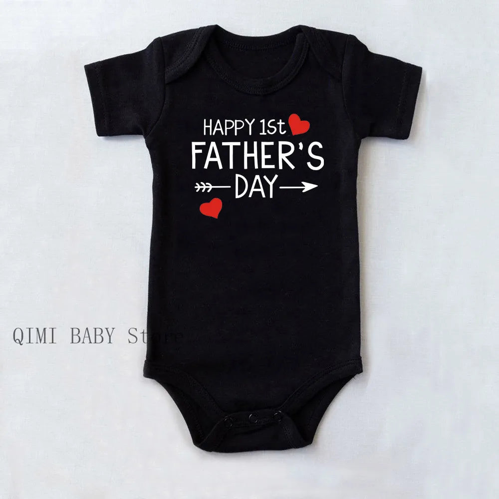 Funny Happy 1st Father's Day Newborn Baby Onesie - Cotton Summer