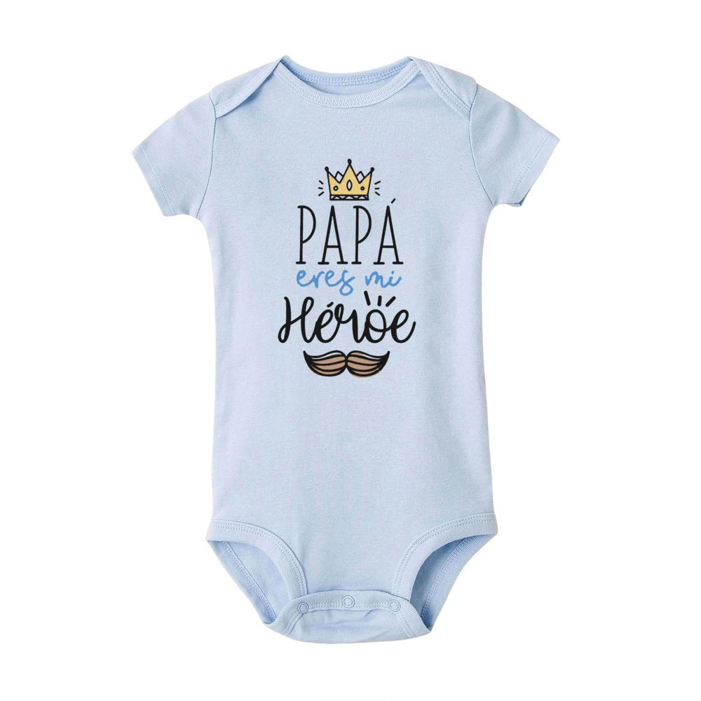 Papa Is My Hero / Spanish Printed - Baby Bodysuit Short Sleeve