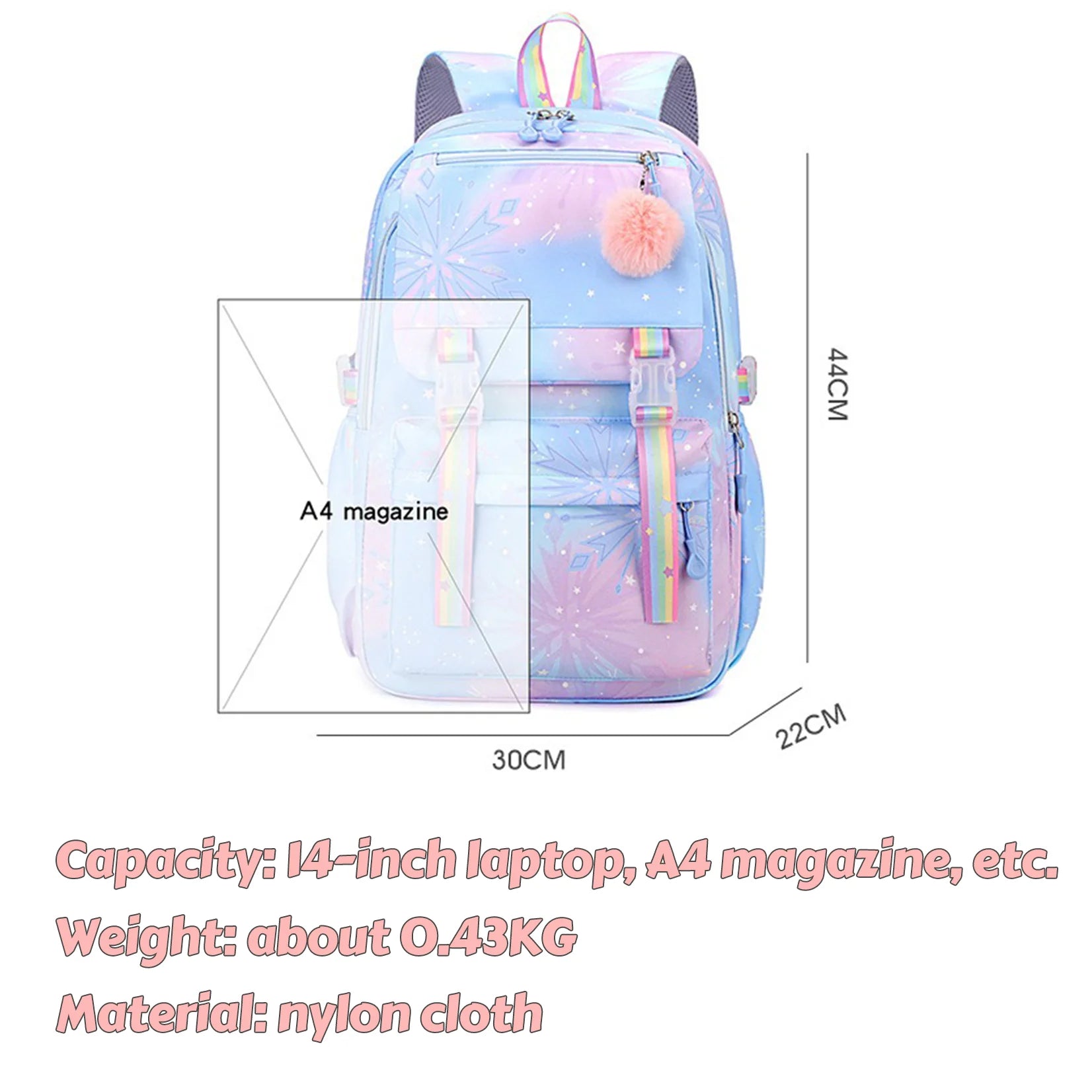 Stitch Kids Backpack Bookbag Bag Student Children Knapsack Schoolbag Travel Commute Bag