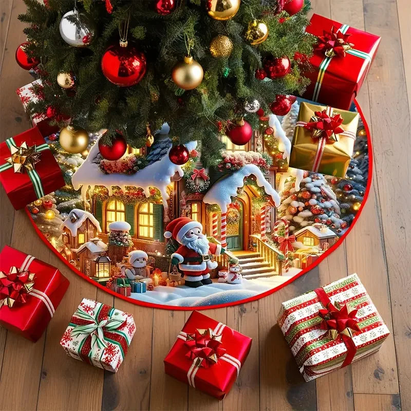 VIKAMA Cute Snowhouse Holiday Christmas Tree Dress Indoor And Outdoor Christmas Tree Dress Decorate Holiday Party Decorations