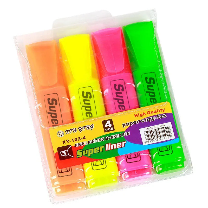 4/6Pc Highlighter Fluorescent Pen Broad Tip Writing Marker Pens for Art Drawing Doodling Marking Office Stationery School Supply