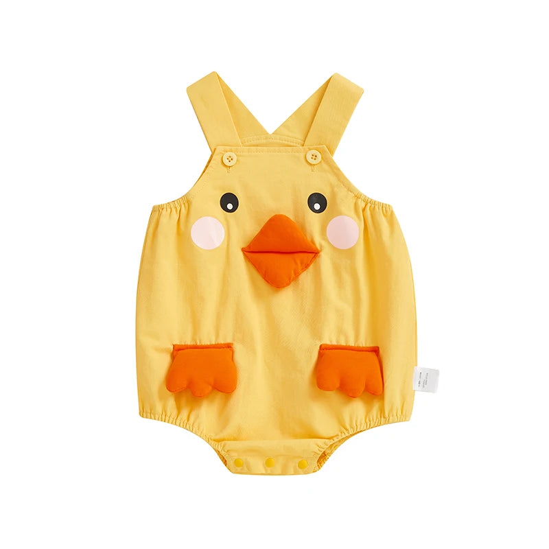 Pudcoco Baby Toddler Duck Overall Romper Cute Animal Sleeveless Bodysuit Casual Summer Clothes for Boys Girls
