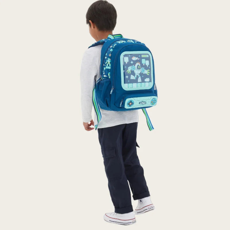 Smiggle Medium-Sized Backpack For Elementary School Students, Cartoon School Bag For Boys, Lunch Box Wallet, Student Supplies