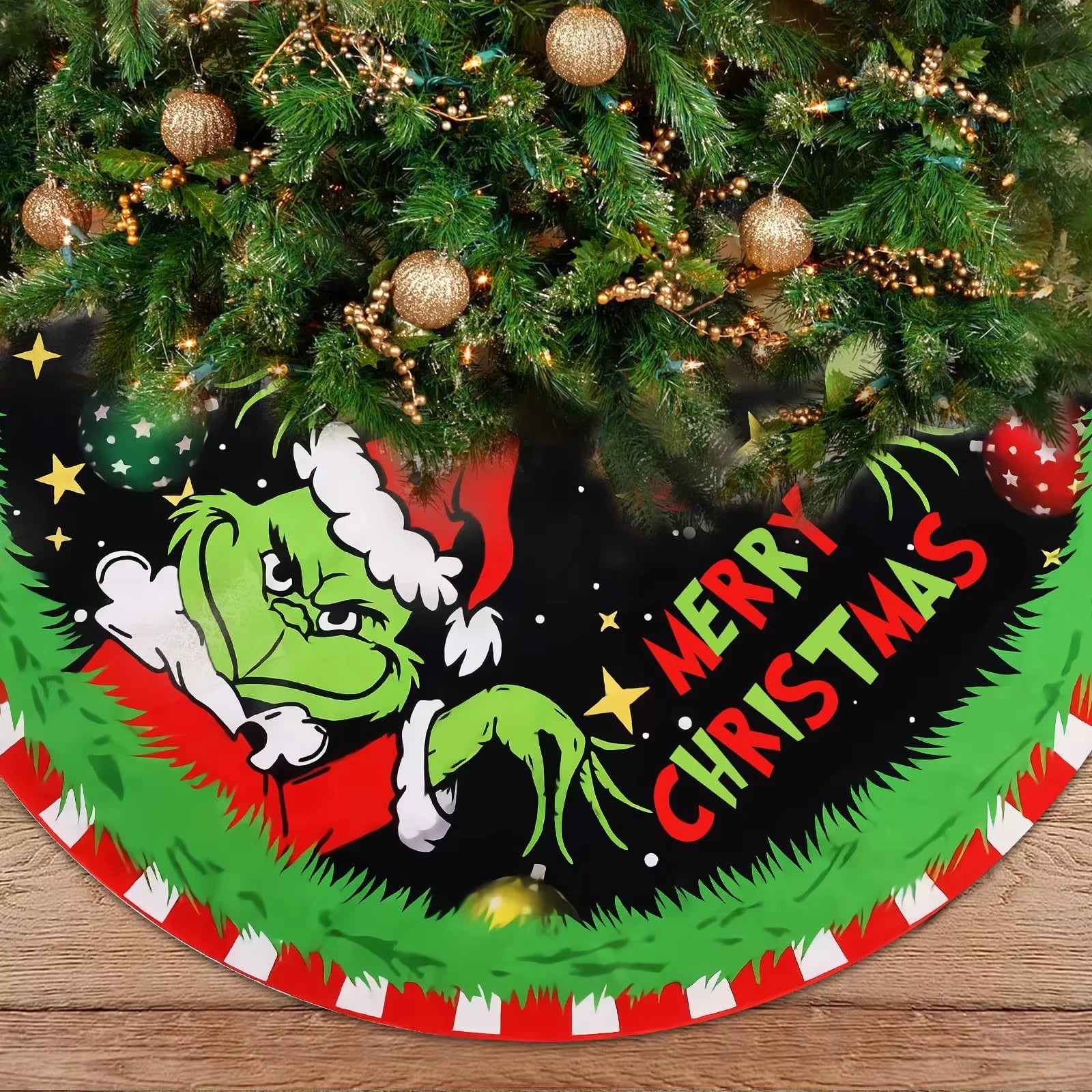 VIKAMA Christmas Tree Skirt Christmas Home Star Elements Christmas Tree Skirt Cushion Christmas Day Ambience Decoration