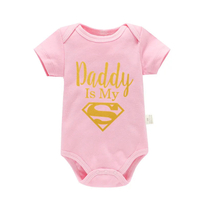 Baby Onesie - Newborn Baby Boys or Girls - Gold on Black - Daddy Is My Hero