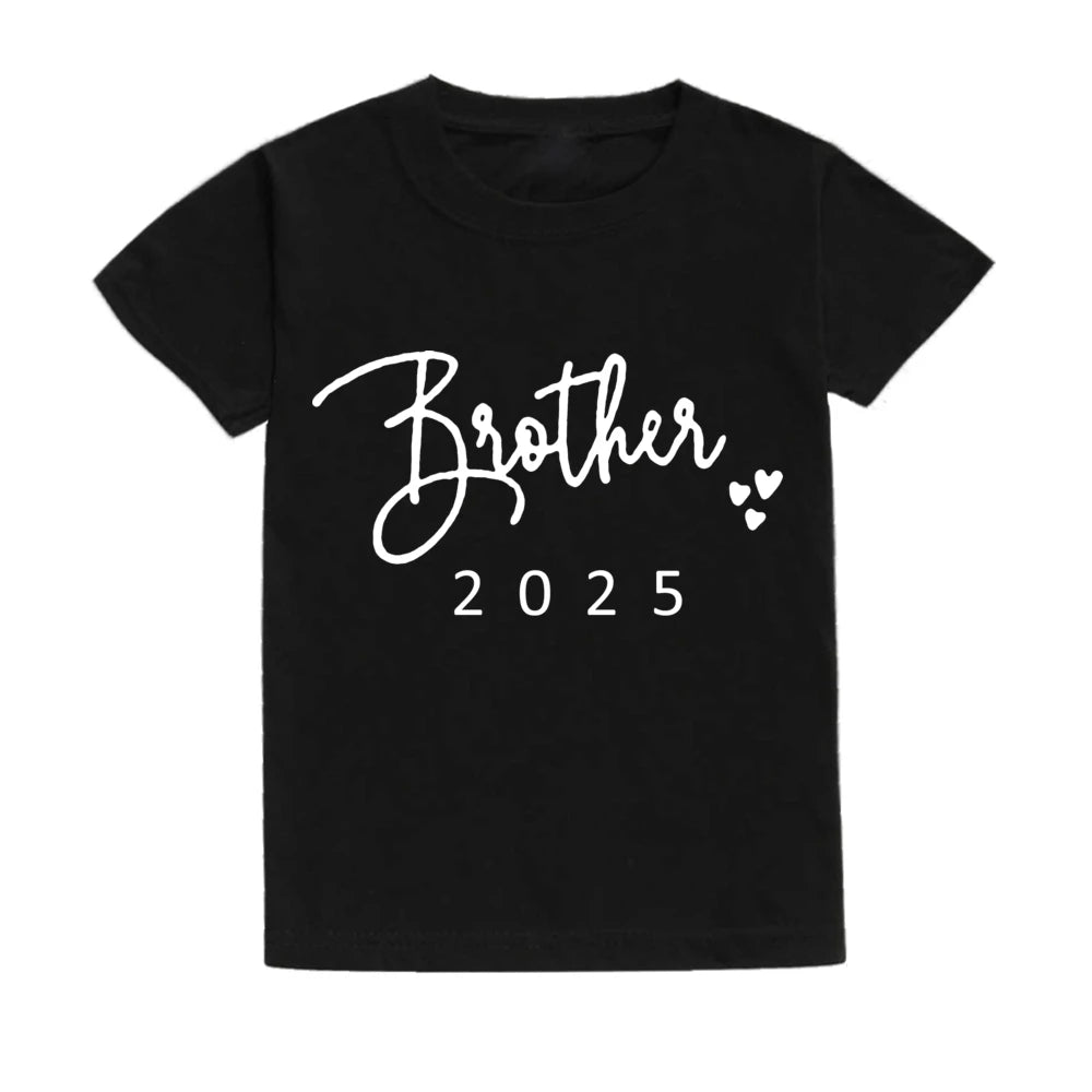 Daddy/Mommy/Sister/Brother/Baby 2025 - Print Family Matching Shirt Short Sleeve Clothes Family Outfit Summer Matching Set T-shirt