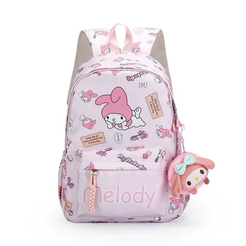 Hello Kitty Sanrio Anime Backpack, Kuromi Cinnamoroll School Bags With Wallet Charm, Student Girl Casual Travel Commute Knapsack