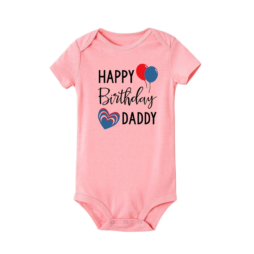 Happy Birthday Daddy Mommy Baby Bodysuit For Infants - 0-24 Months