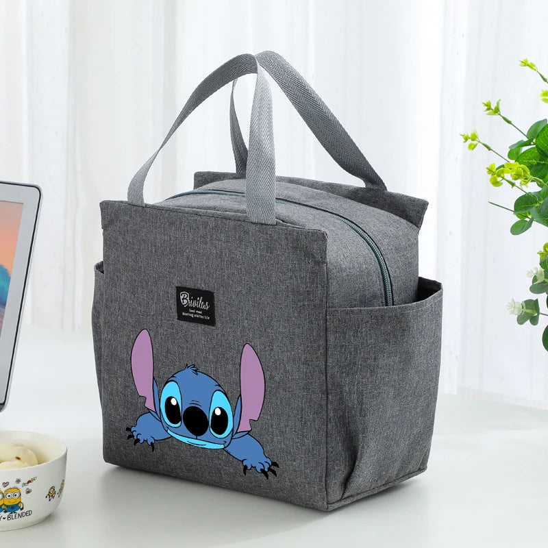 Stitch Insulated Lunch Bag - Waterproof Oxford Cloth, Aluminum Foil, Portable & Reusable Square Tote for Work, School, Picnic