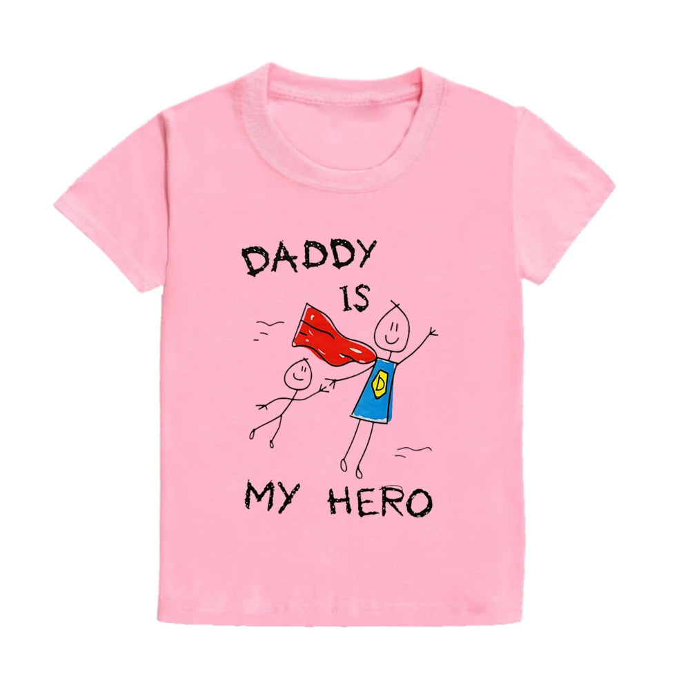 Daddy Is My Hero Kids T-Shirt - Casual Toddler Short Sleeve T-shirt Children