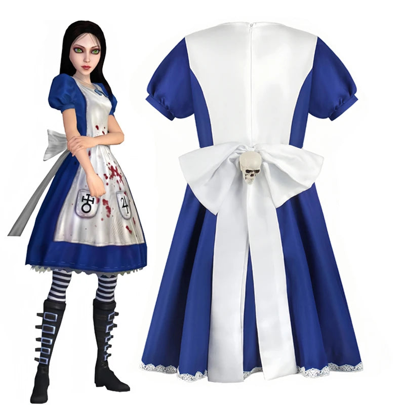 Delivery guaranteed-Order early-Anime Alice Princess Dress Maid Apron Dress Game Madness Returns Alice Cosplay Costume For Women Girls Halloween Party