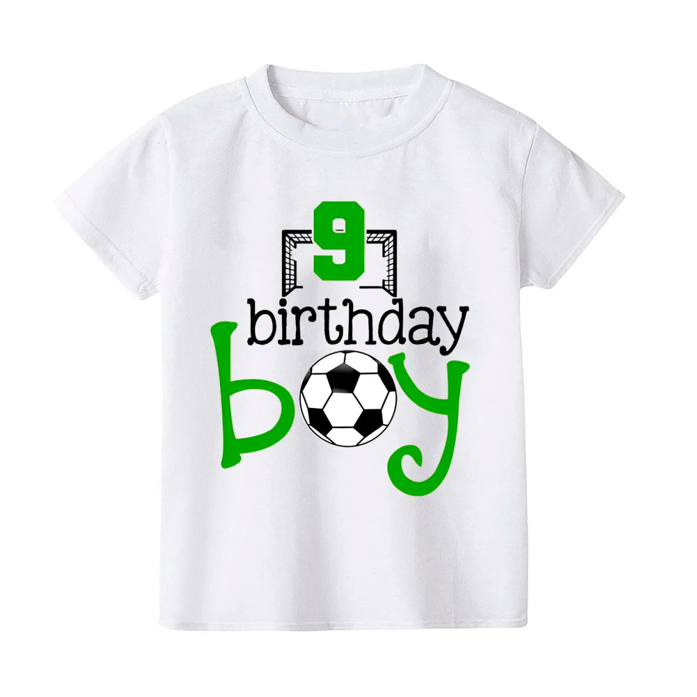 Casual Child Tee Shirt Football&birthday Print Kids T-shirt 2-9Y Fashion Short Sleeve Round Neck Tees Top Summer Soccer Clothes