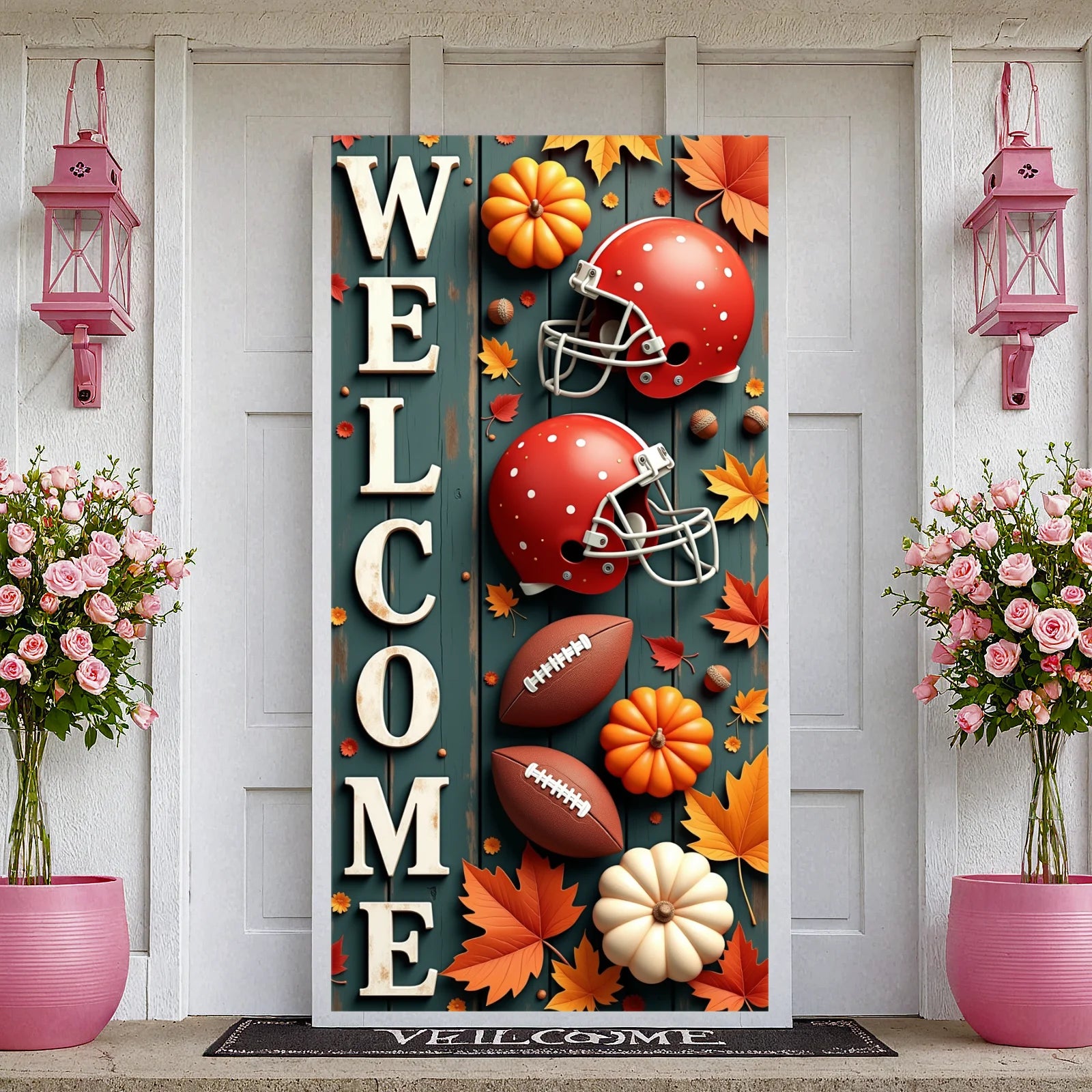 Holiday Banner Harvest Theme Autumn Banner Welcome Fall Decor Orange Theme Thanksgiving Banner Outdoor