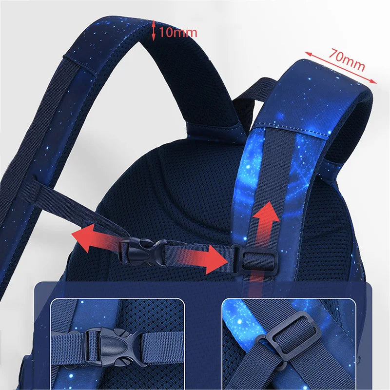 Teen Kid Backpack Starry Sky Print Boy Girl Children's Shoulder Bag Waterproof School Bag Sport Travel Backpack Multiple Pockets
