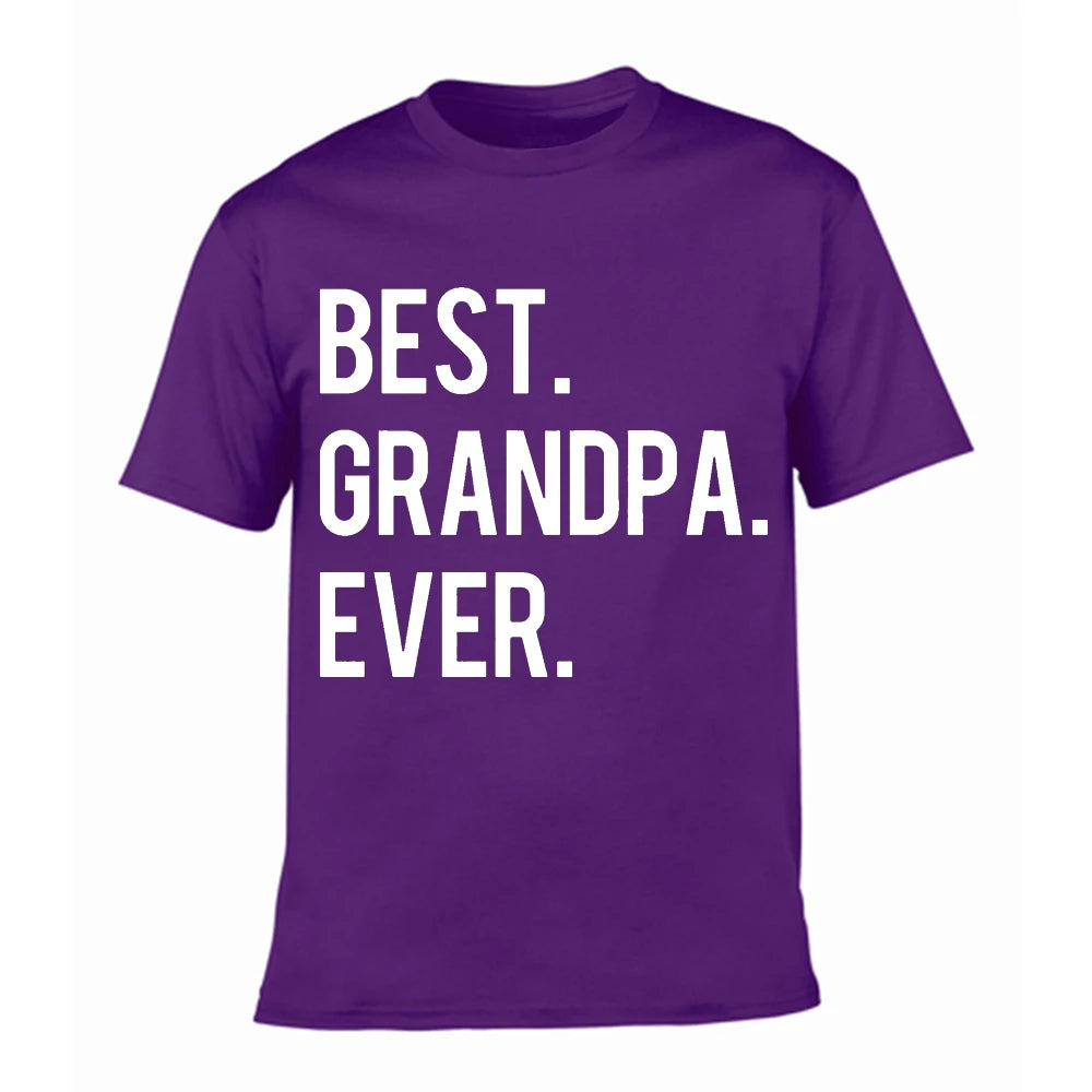 Best Grandpa Ever - Letter Print Men's T Shirt Graphic Tees n- Round Neck Short Sleeve