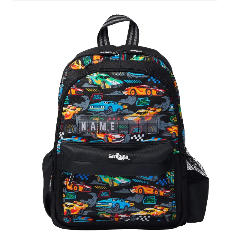 In Stock Australian Smiggle Backpack Elementary School Kindergarten Senior Class Medium-Sized Backpack Black Speed Racing Gifts