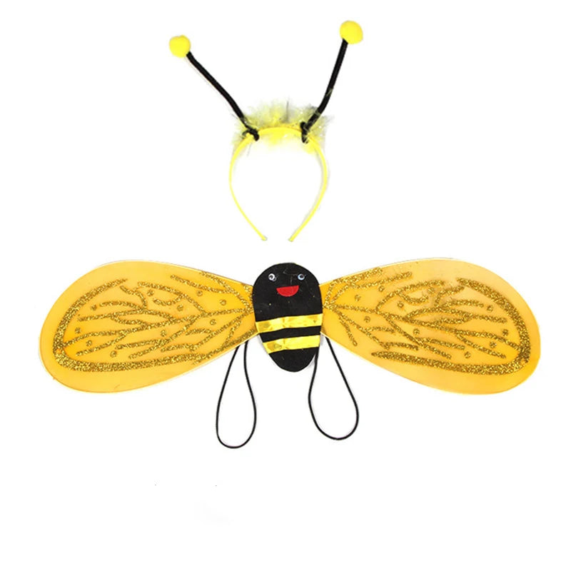 Kawii Bee Cosplay Costume Accessories Anime Yellow Fairy Headbands Wings Wand Honeybee Halloween Birthday Party Props Xmas Gifts