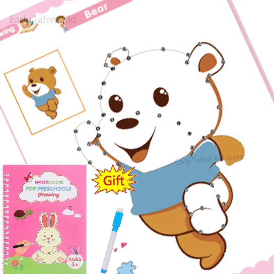 Children Notebook Waterproof White Hard Paper Board+1 Erasable Pen Can Write Reusable Magic Books Kid Early Practice Calligraphy