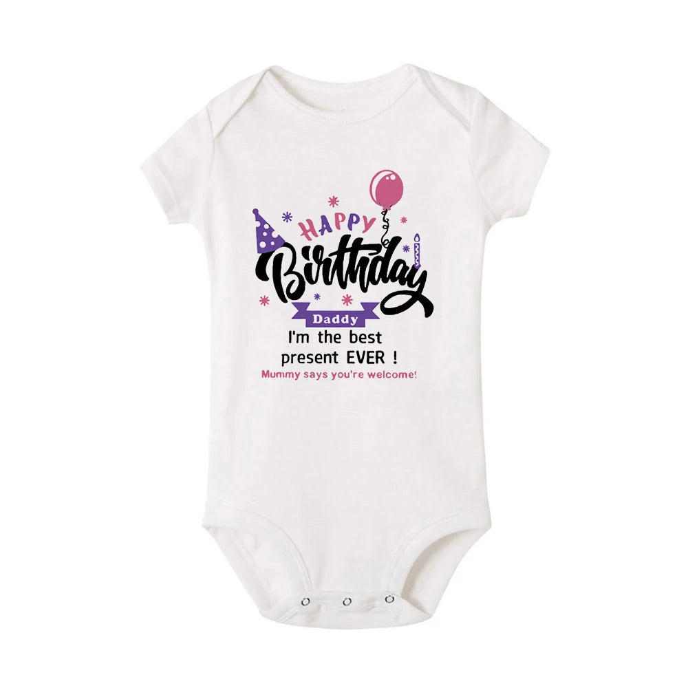 Happy Birthday Daddy Mommy Baby Bodysuit For Infants - 0-24 Months