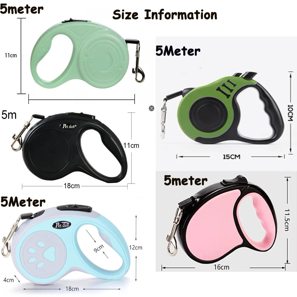 3M/5Metre Dog Leash Walking Automatic Pet Collar ABS Case Nylon Rope Dog Harness Dog footprint Puppy Dog Footprints Keychain