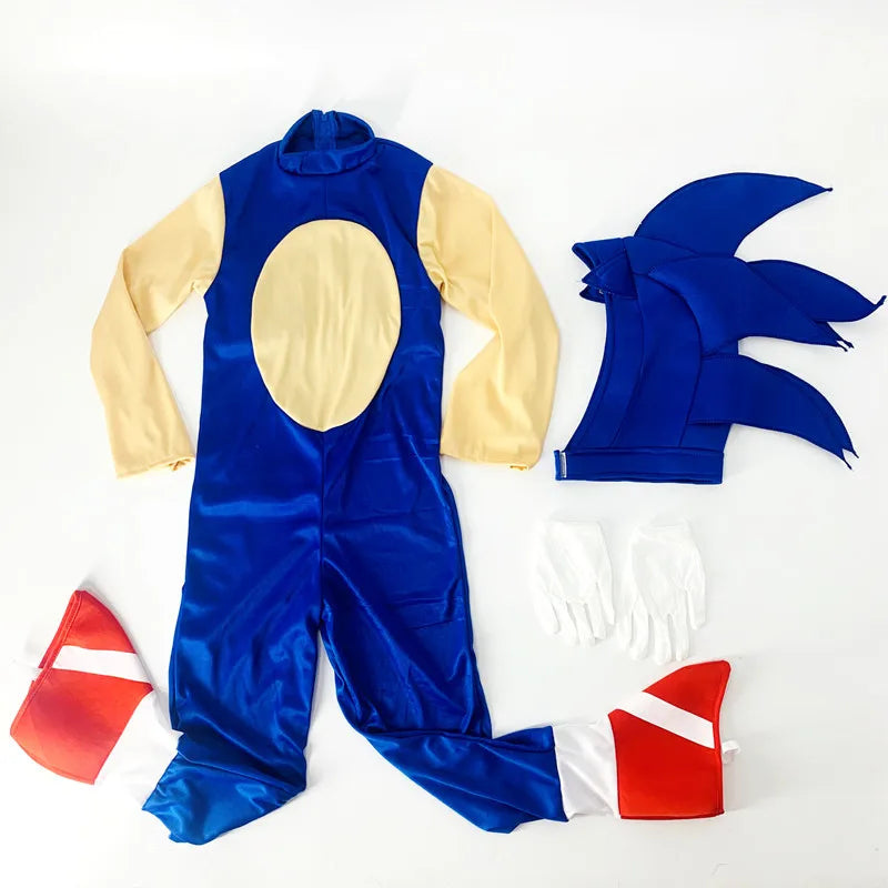 Delivery guaranteed-Order early-Sonics Cartoon Jumpsuit Bodysuit Kids Cosplay Disguise Hedgehog Cosplay Costume - Halloween