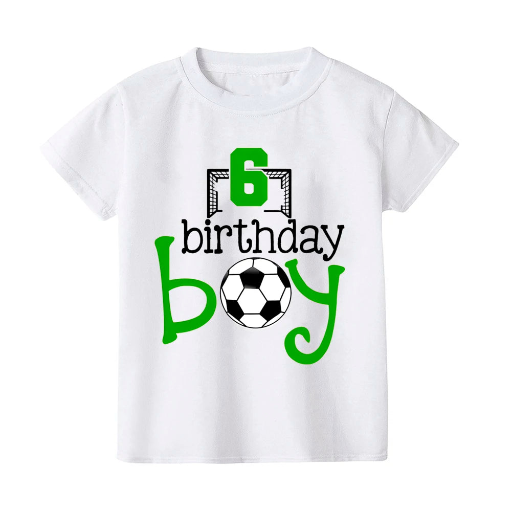 Casual Child Tee Shirt Football&birthday Print Kids T-shirt 2-9Y Fashion Short Sleeve Round Neck Tees Top Summer Soccer Clothes
