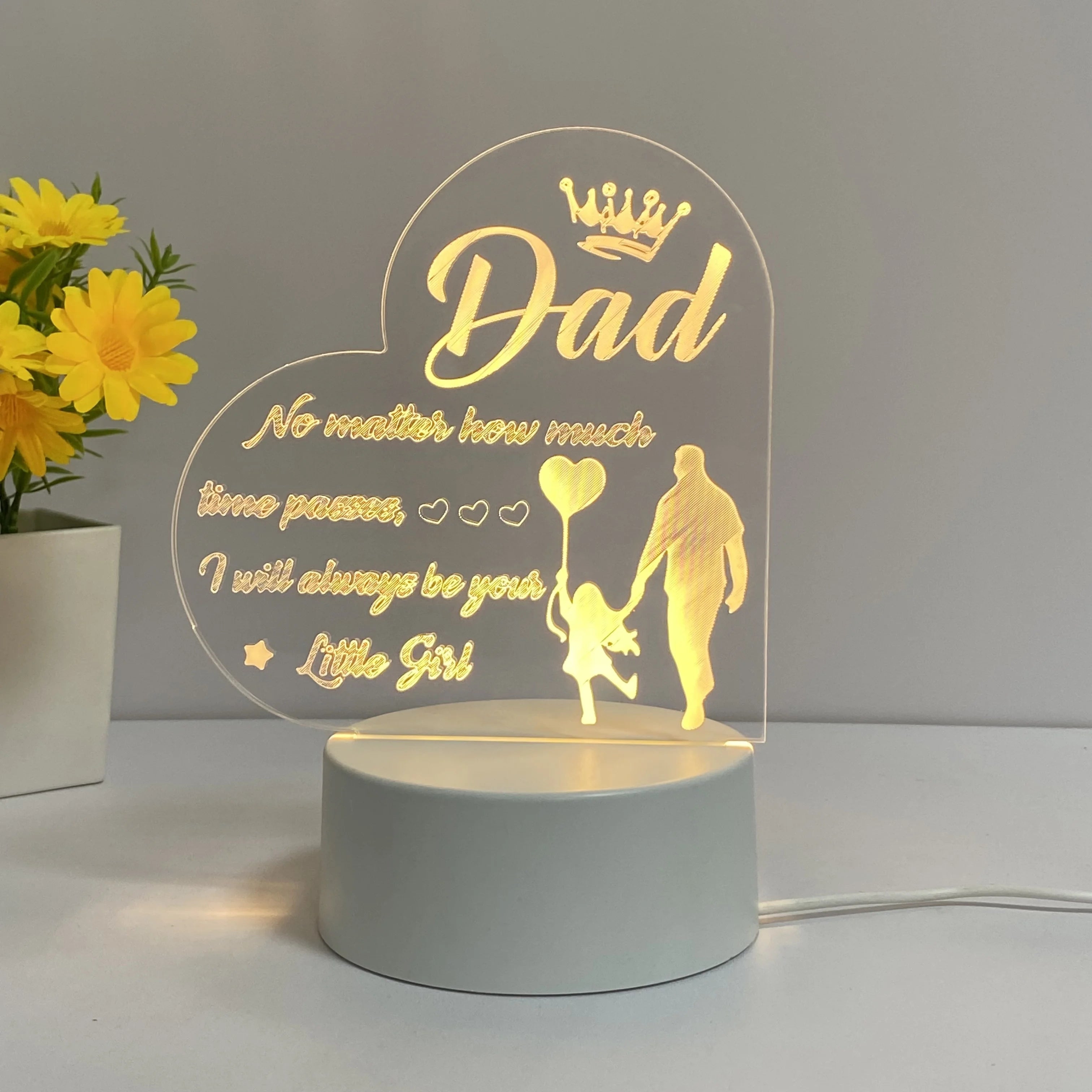 1pcs Father's Day atmosphere LED night light, study bedroom atmosphere decoration, USB plug, holiday gift night light.