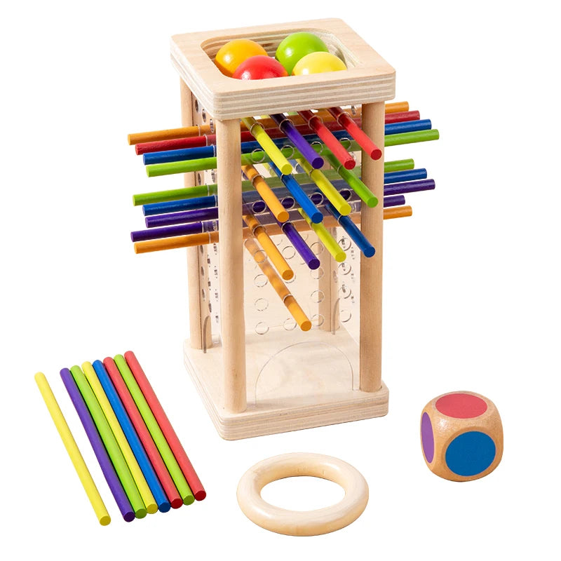 Montessori Toys 3 in 1 Wooden Stick and Tower Game Arithmetic Early Education Thinking Training Parent-child Interactive Toy
