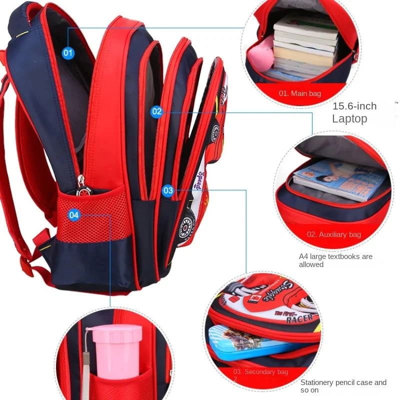 Waterproof Lightweight 3D Car Backpack Kindergarten Kid Preschool Backpack Young Children Boy Girl SchoolBag Primary Red Blue