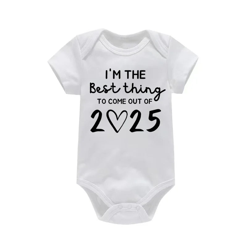 'I'm The Best Thing Of 2025' Print Infant Onesie Casual Short Sleeve