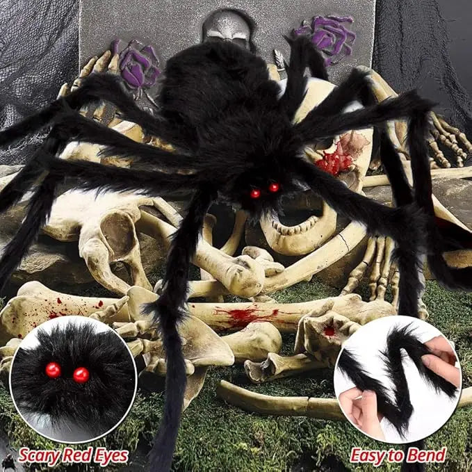 Giant Black Spider Halloween Outdoor Home Bar Party Haunted House Decoration 30cm/50cm/75cm/90cm/125cm/150cm/200cm