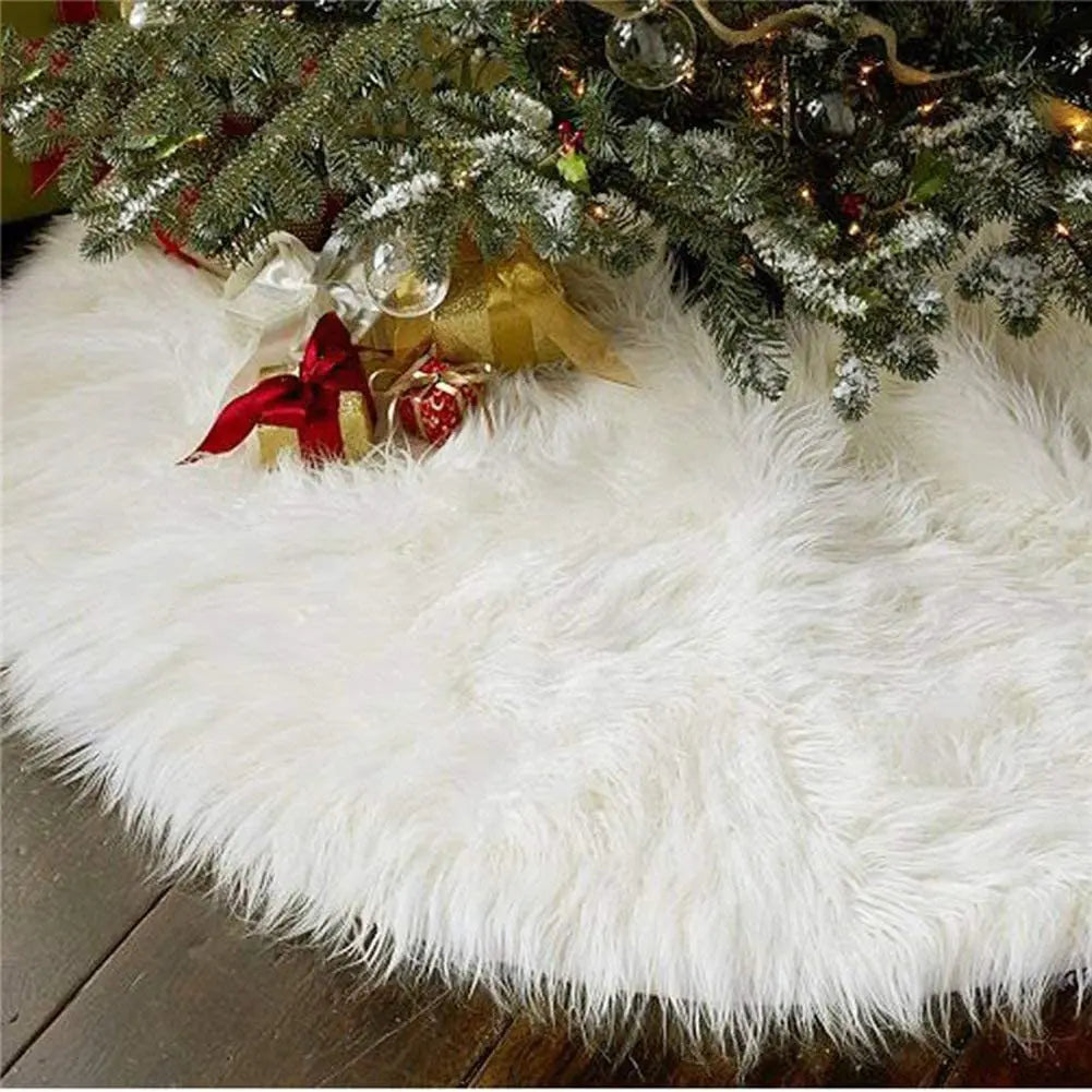 Christmas Tree Skirt 90CM Plush Tree Skirt Christmas Tree Apron Family Hotel Mall Christmas Atmosphere Venue Decoration Mat
